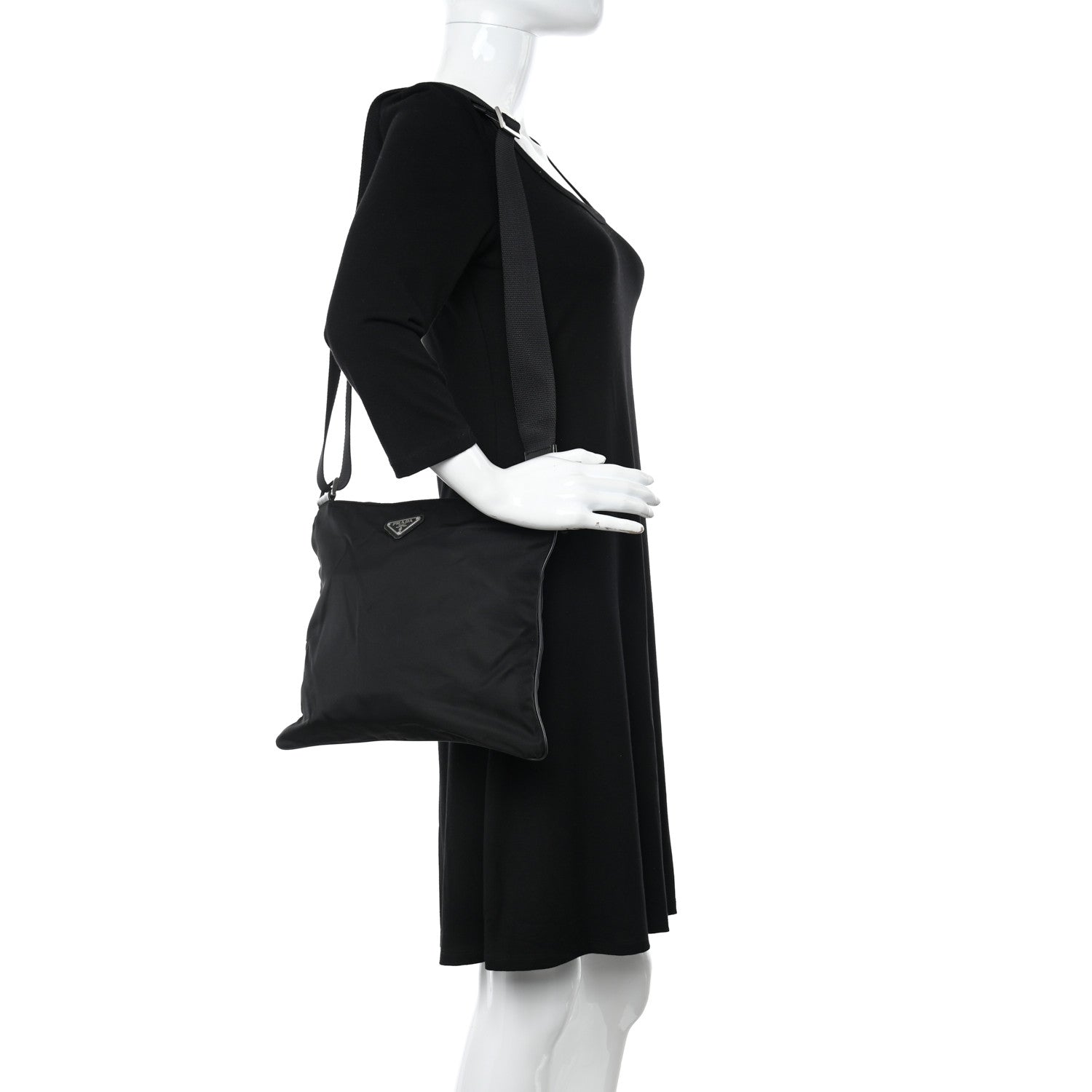 Prada Nylon Vela Flat Messenger Bag Black 2 of 10