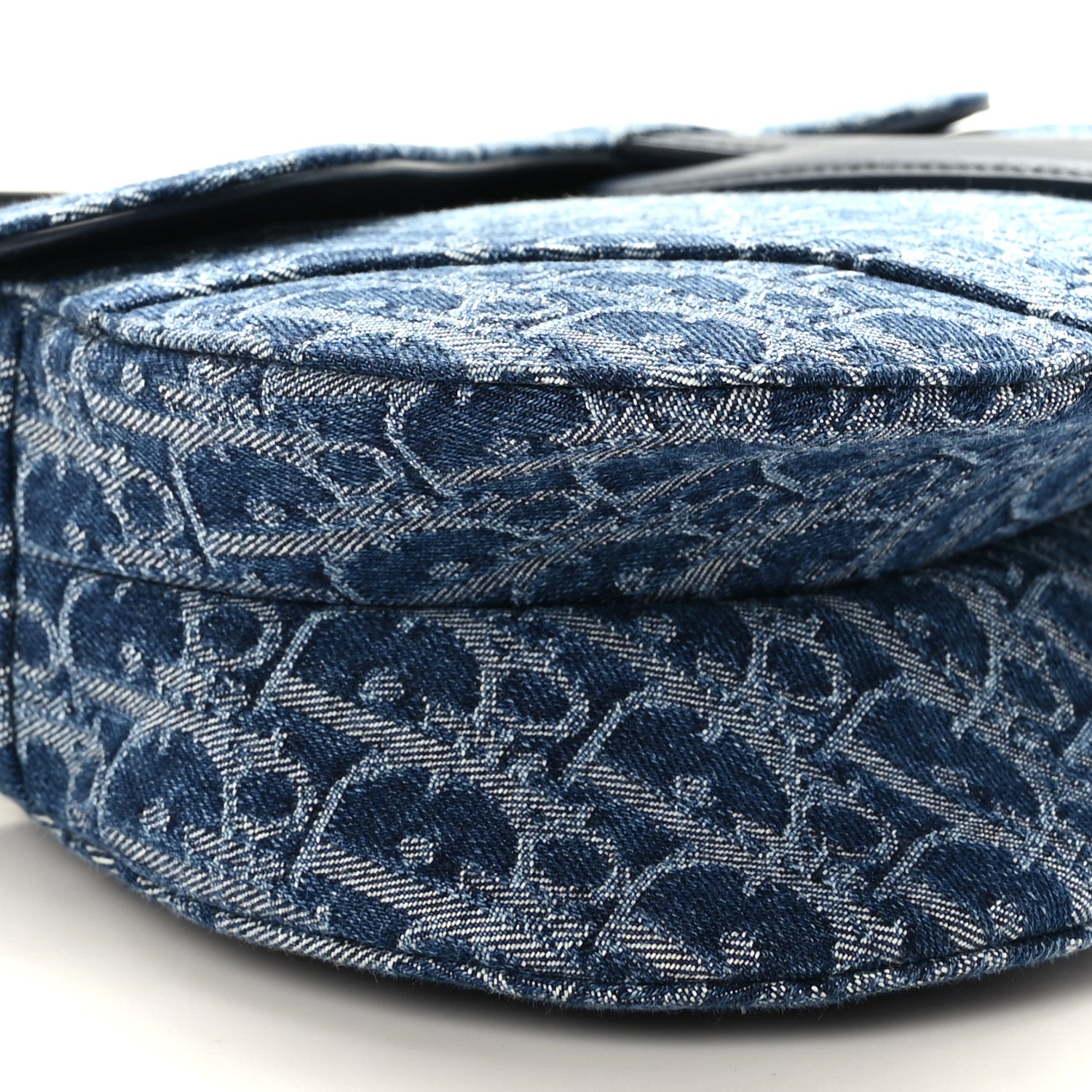 Christian Dior Denim Oblique Jacquard Saddle Bag With Strap Blue 8 of 9