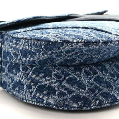 Christian Dior Denim Oblique Jacquard Saddle Bag With Strap Blue 8 of 9
