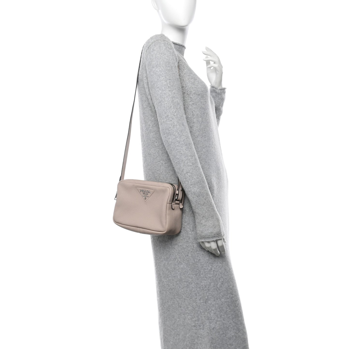 Vitello Daino Soft Medium Double Zip Shoulder Bag Ninfea