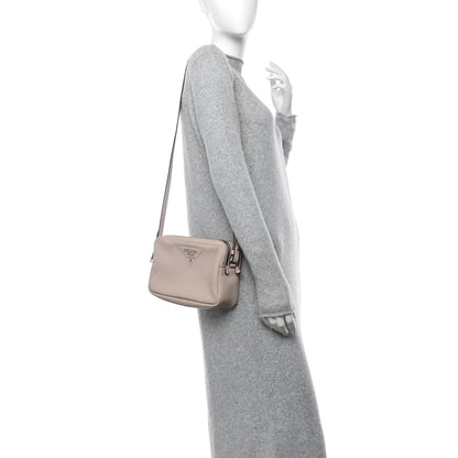 Prada Vitello Daino Soft Medium Double Zip Shoulder Bag Ninfea 2 of 11