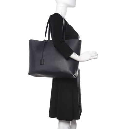 Saint Laurent Calfskin Large Shopping Tote Navy 2 of 10
