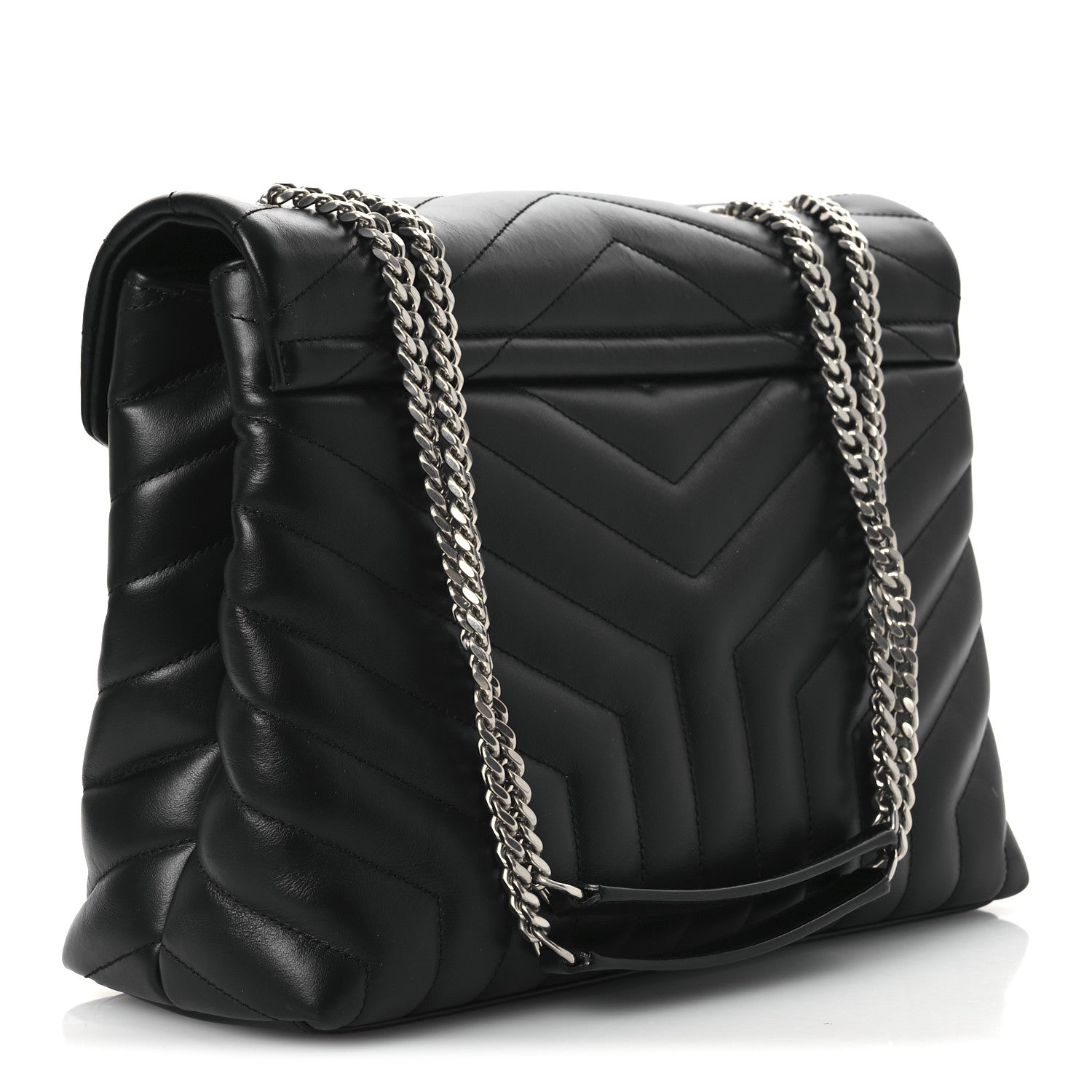 Saint Laurent Calfskin Y Quilted Monogram Medium Loulou Chain Satchel Black 4 of 12