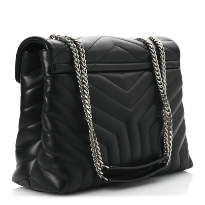 Saint Laurent Calfskin Y Quilted Monogram Medium Loulou Chain Satchel Black 4 of 12