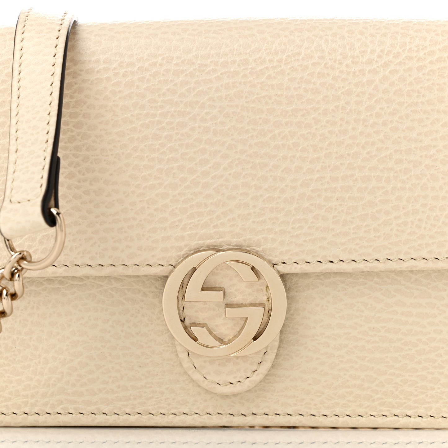 Dollar Calfskin Interlocking G Chain Wallet Ivoire