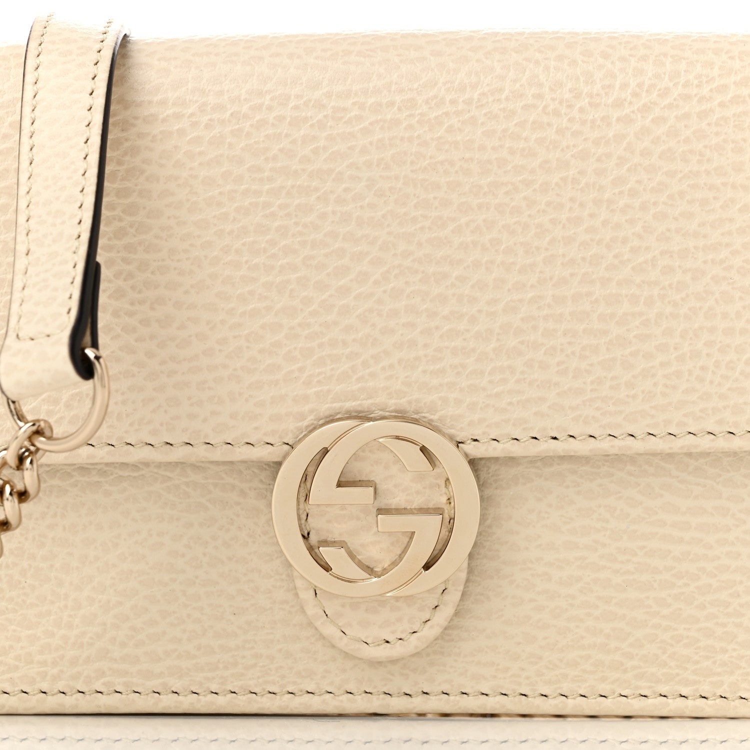 Gucci Dollar Calfskin Interlocking G Chain Wallet Ivoire 7 of 9