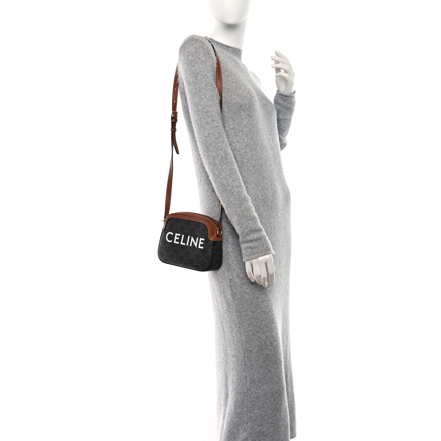 Celine Triomphe Canvas Small Camera Bag Tan 2 of 11