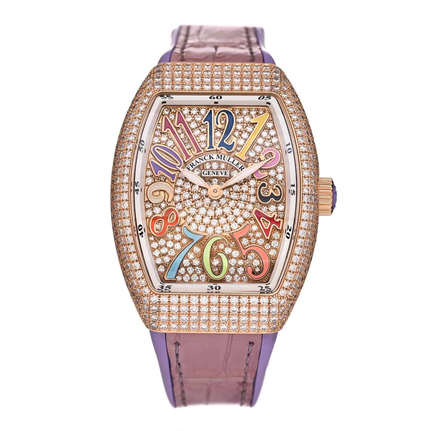 18K Rose Gold Alligator Diamond Pave Bezel 35mm Vanguard Quartz Watch V35QZDCD