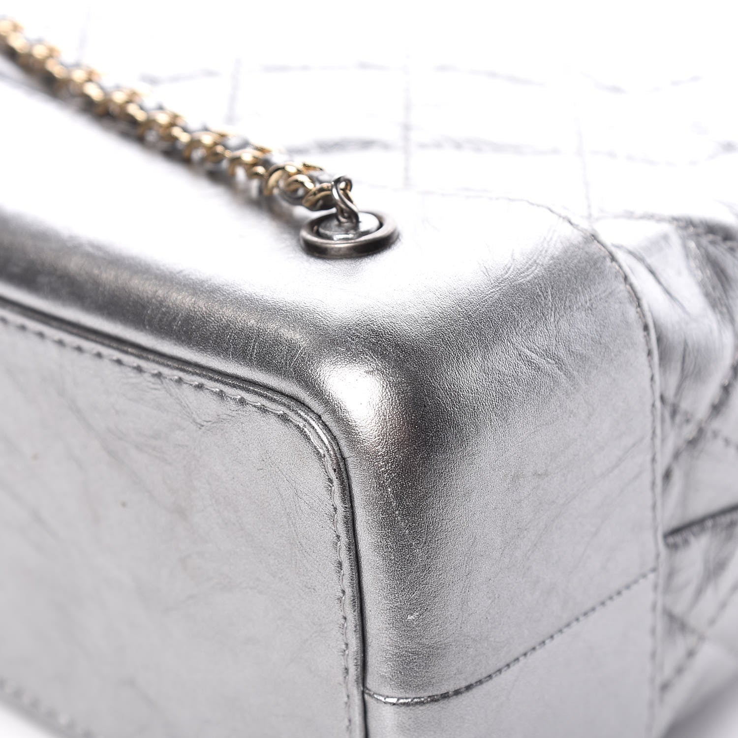 Chanel Metallic Crumpled Calfskin Quilted Gabrielle Backpack Silver 13 of 17