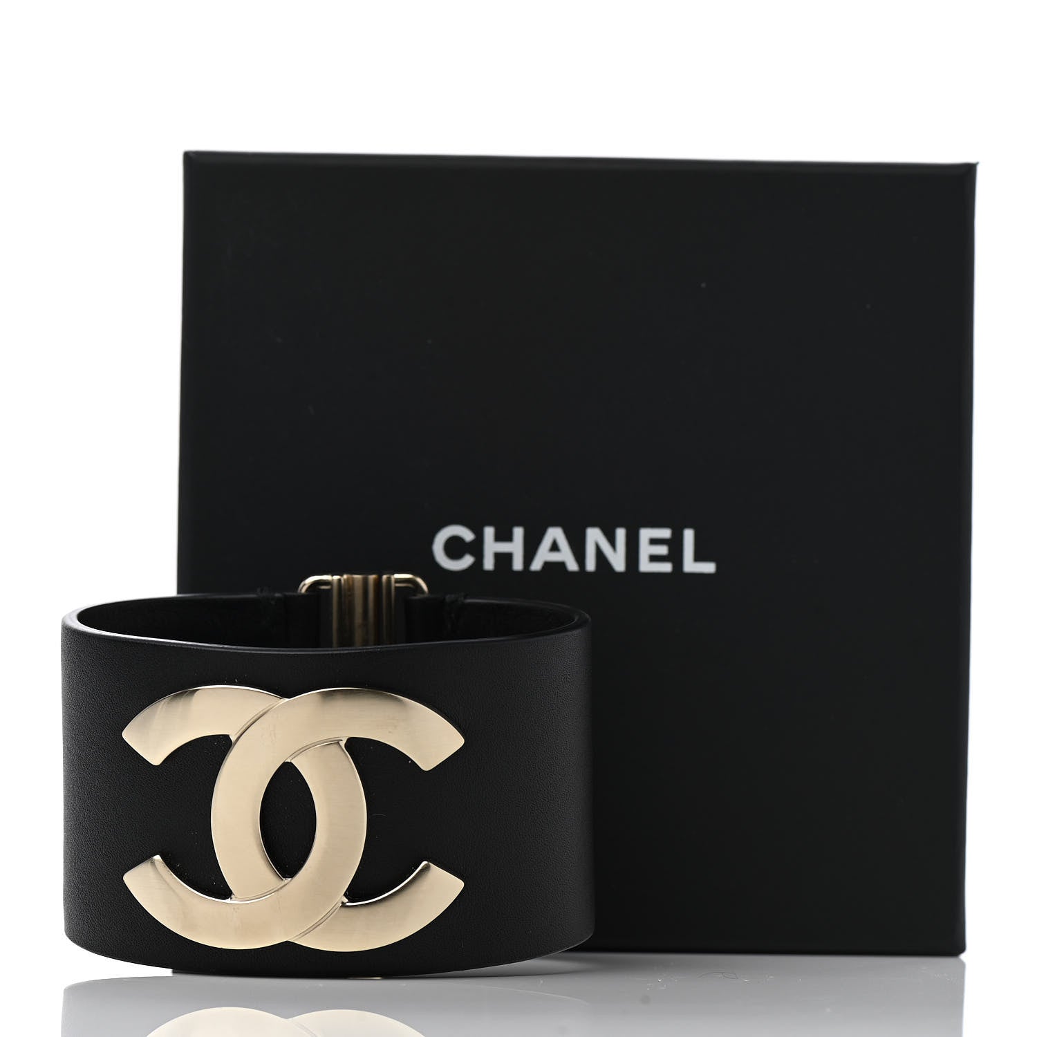 Chanel Calfskin CC Wide Cuff M Black 5 of 5