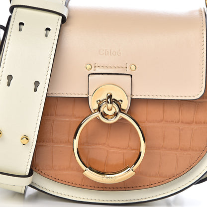 Chloe Calfskin Crocodile Embossed Small Tess Bag White Beige 9 of 9