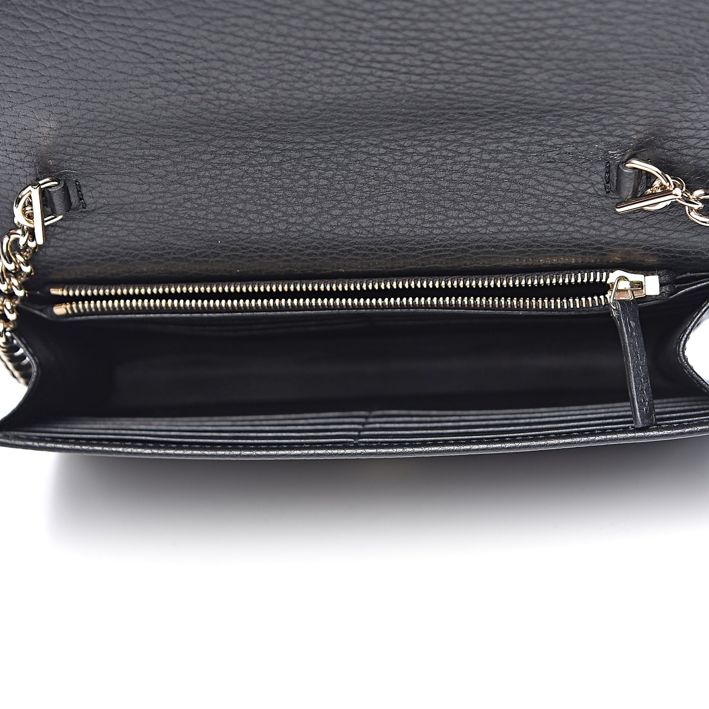 Dollar Calfskin Interlocking G Chain Wallet Black