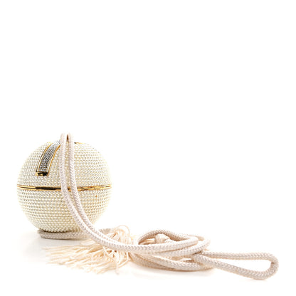 Judith Leiber Swarovski Crystal Disco Ball Minaudiere Clutch White Gold 4 of 14
