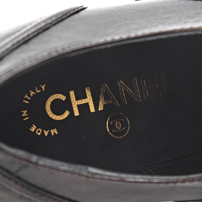 Chanel Crumpled Calfskin Lace Up Platform Oxford 37.5 Black 6 of 11