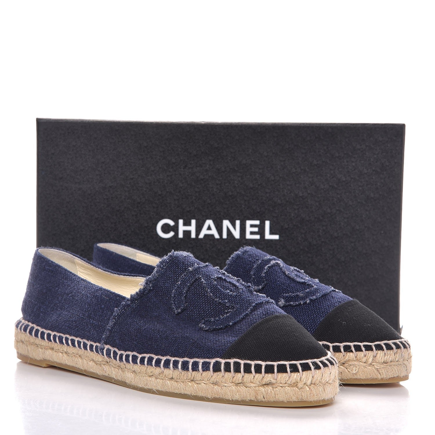 Chanel Linen CC Espadrilles 41 Blue Black 10 of 10