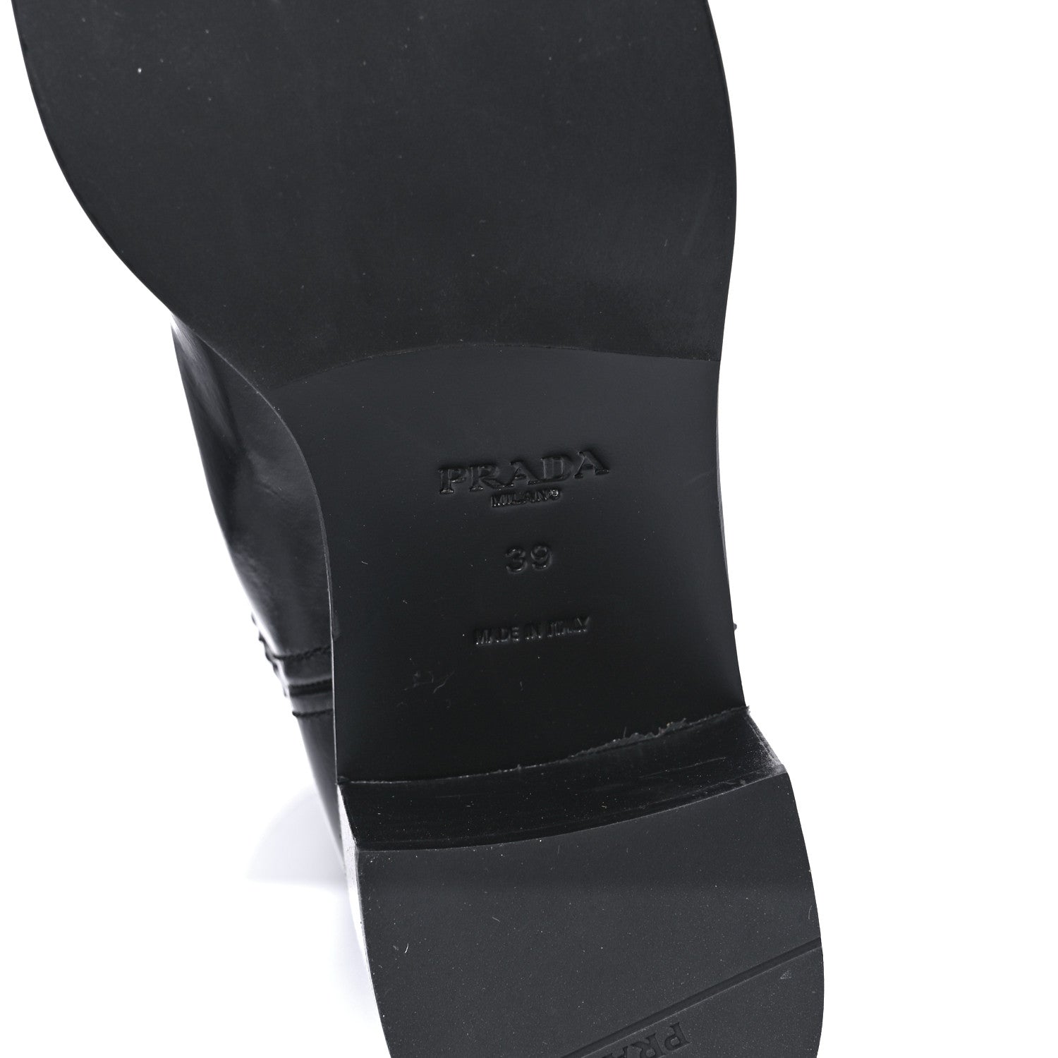 Prada Brushed Calfskin Metal Triangle Logo Riding Boots 39 Black 6 of 8