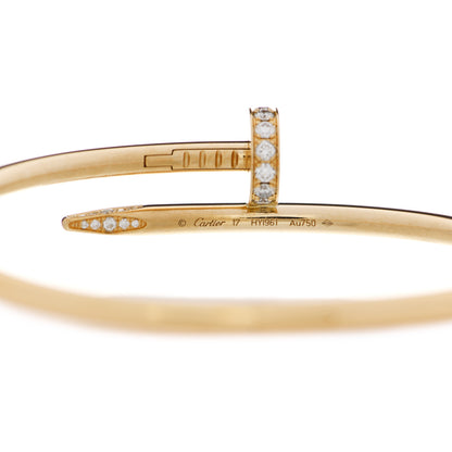 Cartier 18K Yellow Gold Diamond Juste Un Clou Bracelet 17 3 of 5