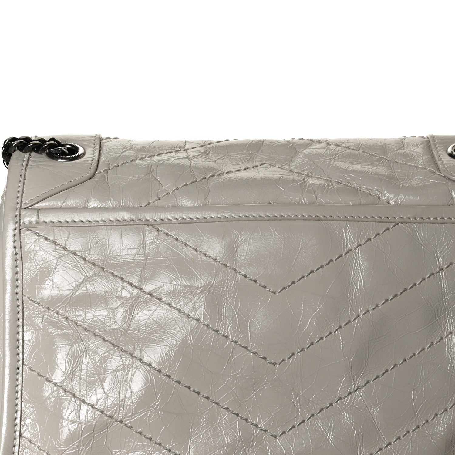 Saint Laurent Crinkled Calfskin Matelasse Monogram Baby Niki Chain Satchel Light Natural 16 of 16
