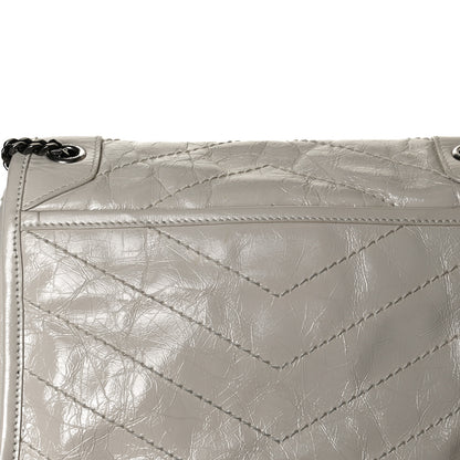 Saint Laurent Crinkled Calfskin Matelasse Monogram Baby Niki Chain Satchel Light Natural 16 of 16