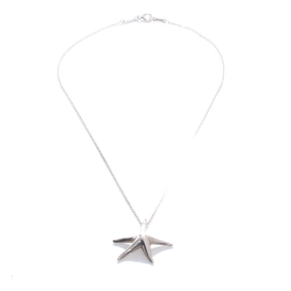 Tiffany Sterling Silver 28mm Elsa Peretti Starfish Pendant Necklace 3 of 5