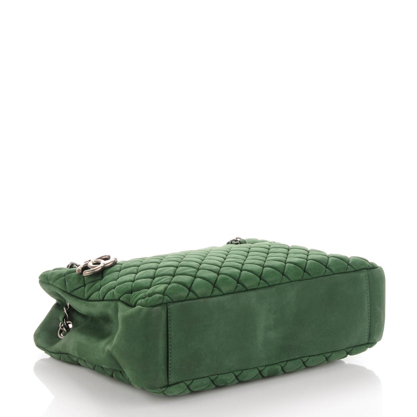 Iridescent Calfskin New Bubble Quilt Small Tote Green