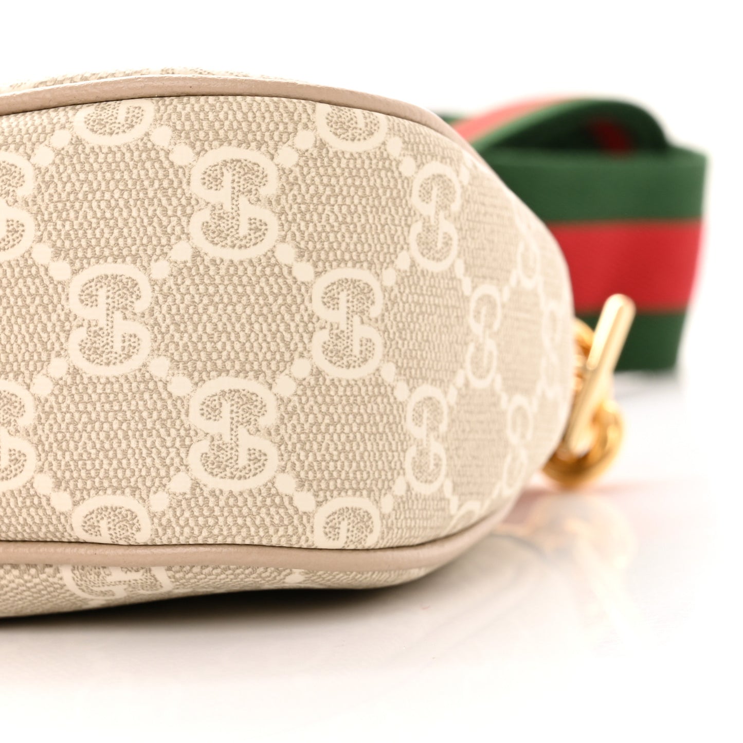 GG Supreme Monogram Textured Dollar Calfskin Web Small Ophidia GG Handbag Beige Mystic White Oatmeal