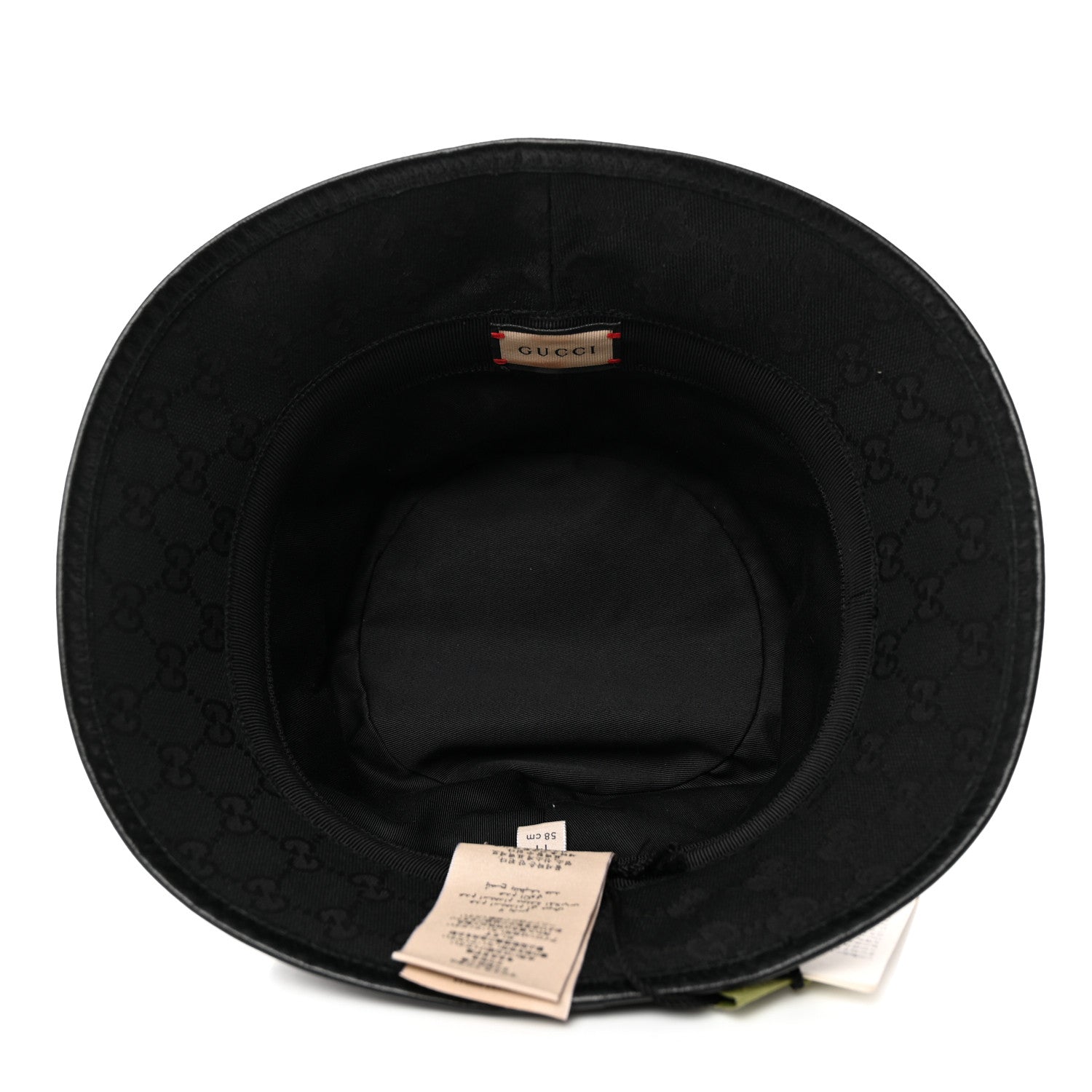 Gucci Monogram Textured Dollar Calfskin GG Jago Bucket Hat M Black 8 of 11