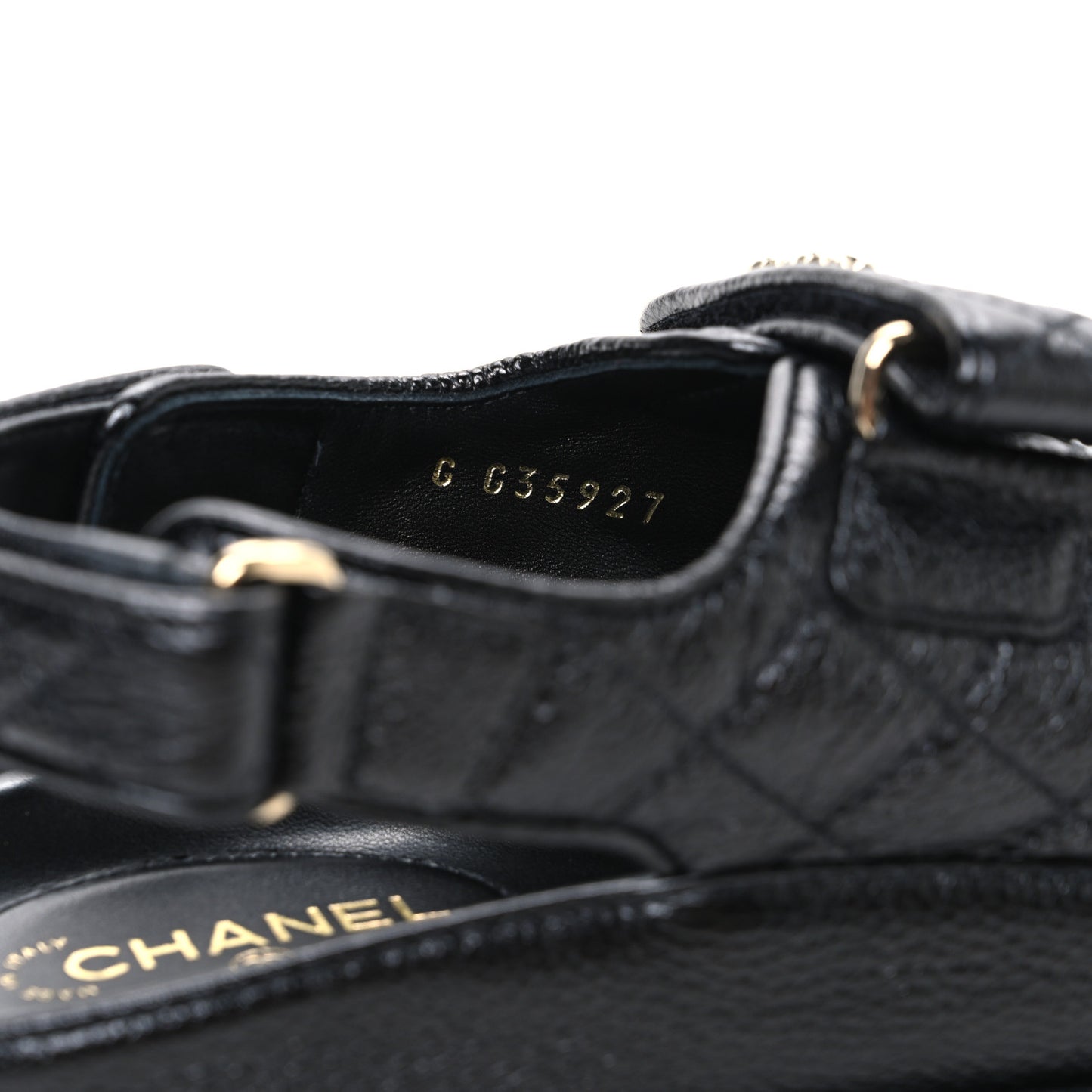 Grained Calfskin Velcro Dad Sandals 37 Black