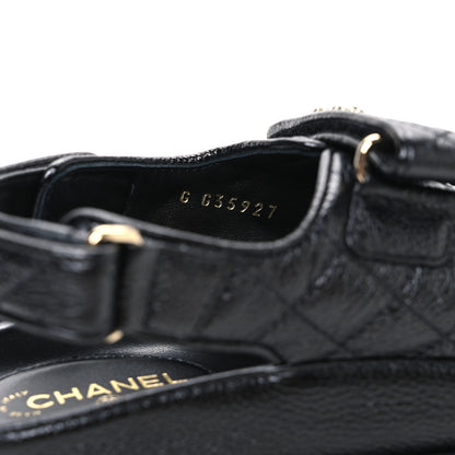 Chanel Grained Calfskin Velcro Dad Sandals 37 Black 10 of 11