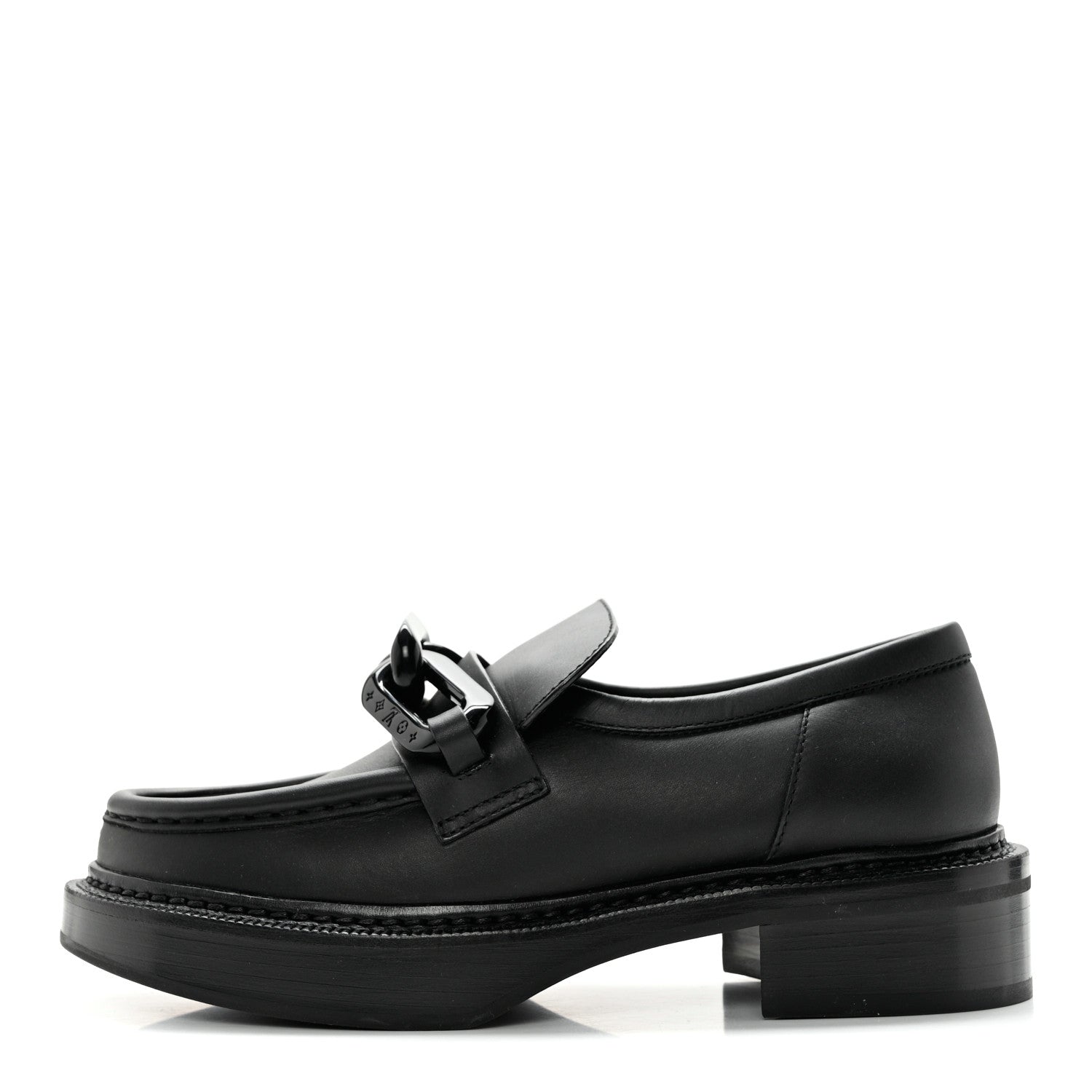 Louis Vuitton Calfskin Oversized Chain Academy Loafers 36 Black 1 of 11