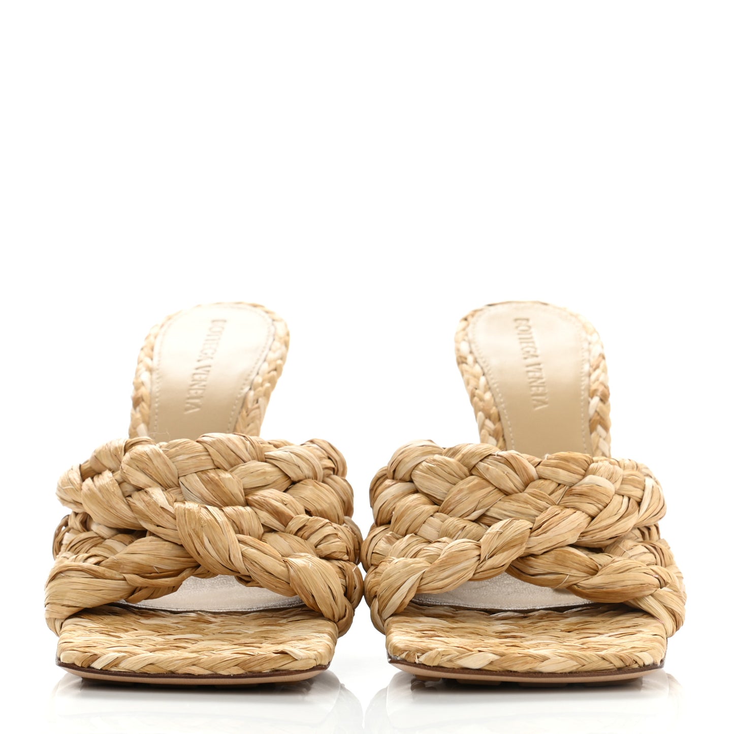 Raffia Twisted Intrecciato Stretch Mule Sandals 35 Macadamia