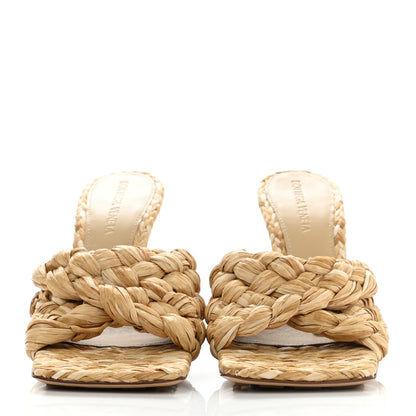 Bottega Veneta Raffia Twisted Intrecciato Stretch Mule Sandals 35 Macadamia 2 of 7