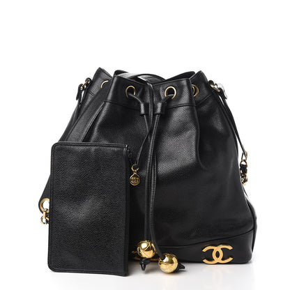 Chanel Caviar CC Drawstring Shoulder Bag Black 2 of 11