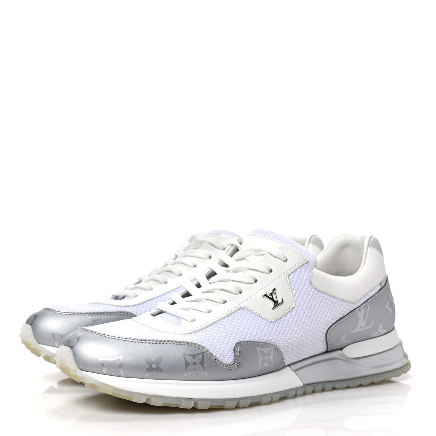 Technical Mesh Metallic Monogram Mens Run Away Sneakers 9 White