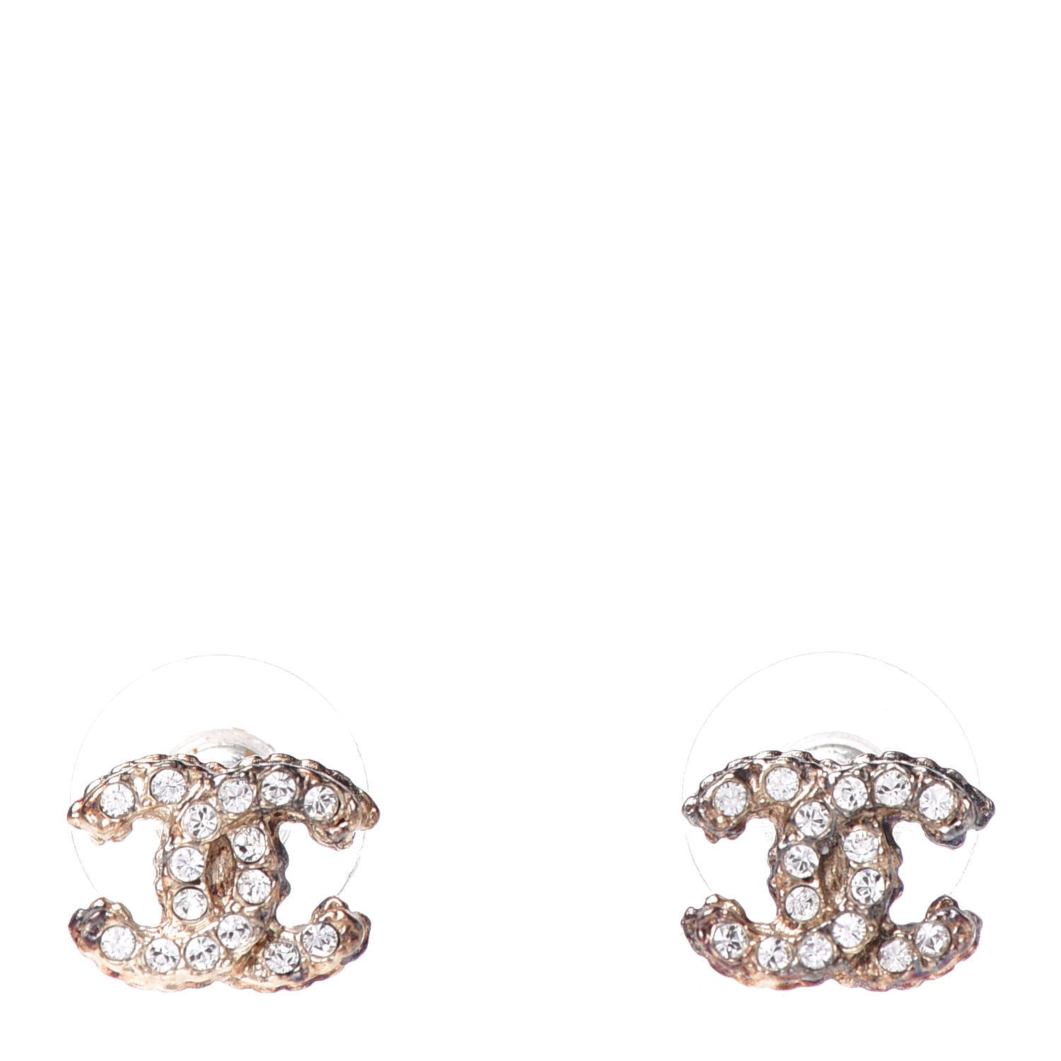 Chanel Crystal CC Earrings Gold 1 of 4