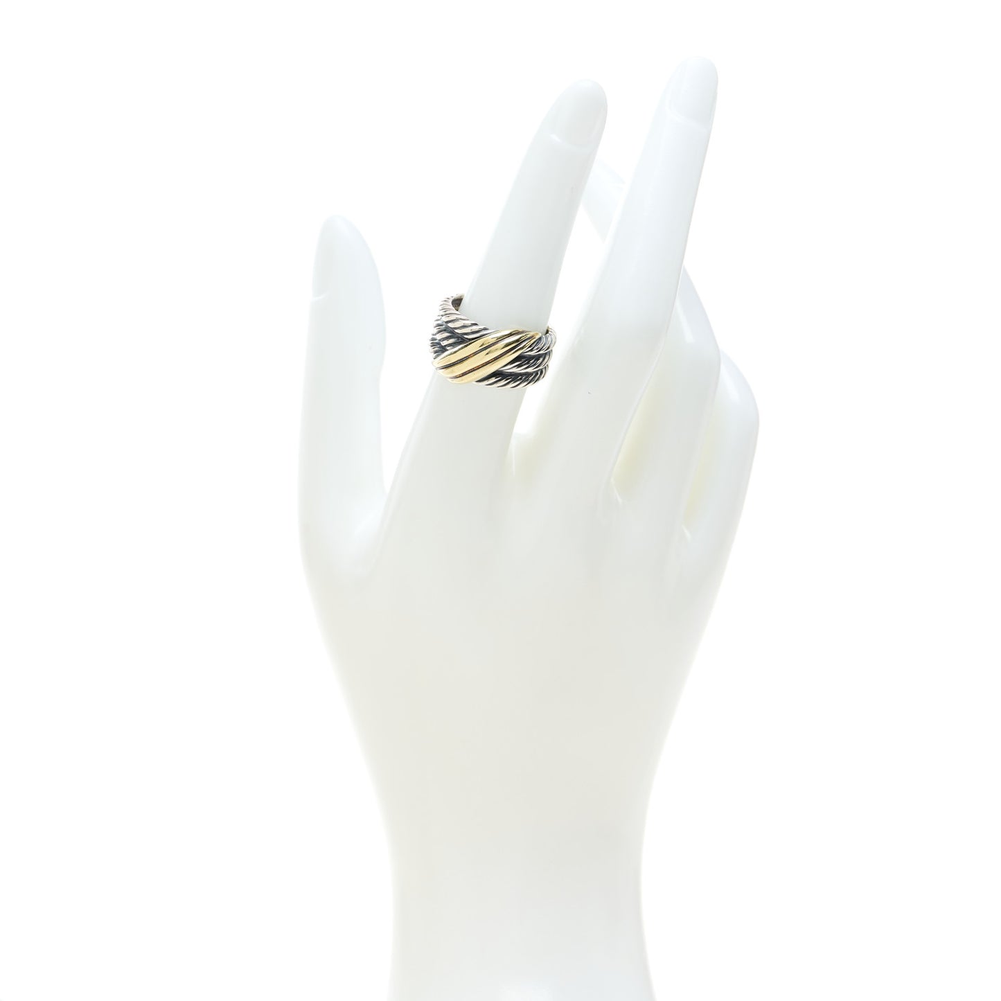Sterling Silver 14K Yellow Gold Crossover Wave Ring 54 7