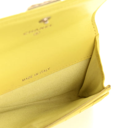 Chanel Lambskin Chevron Quilted Boy Flap Card Holder Yellow 10 of 16