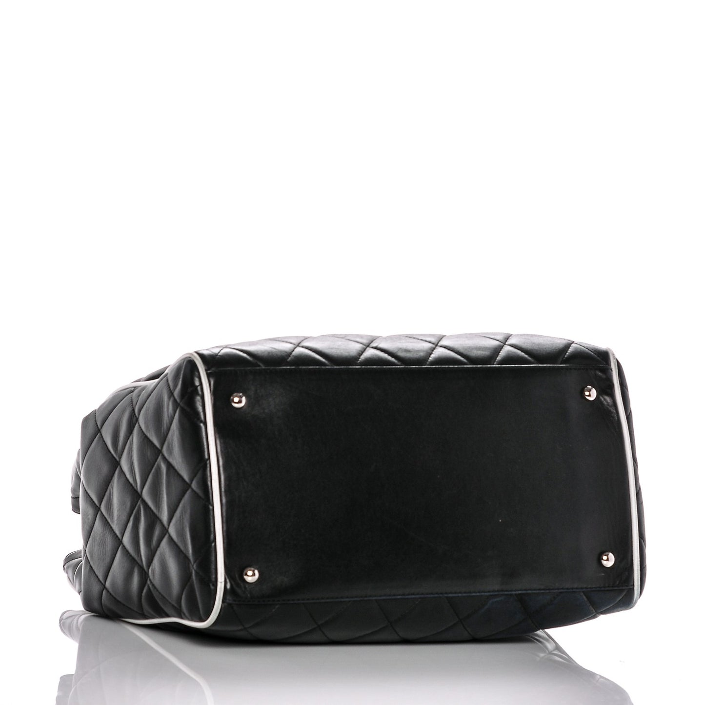 Lambskin Quilted CC Shopping Tote Black