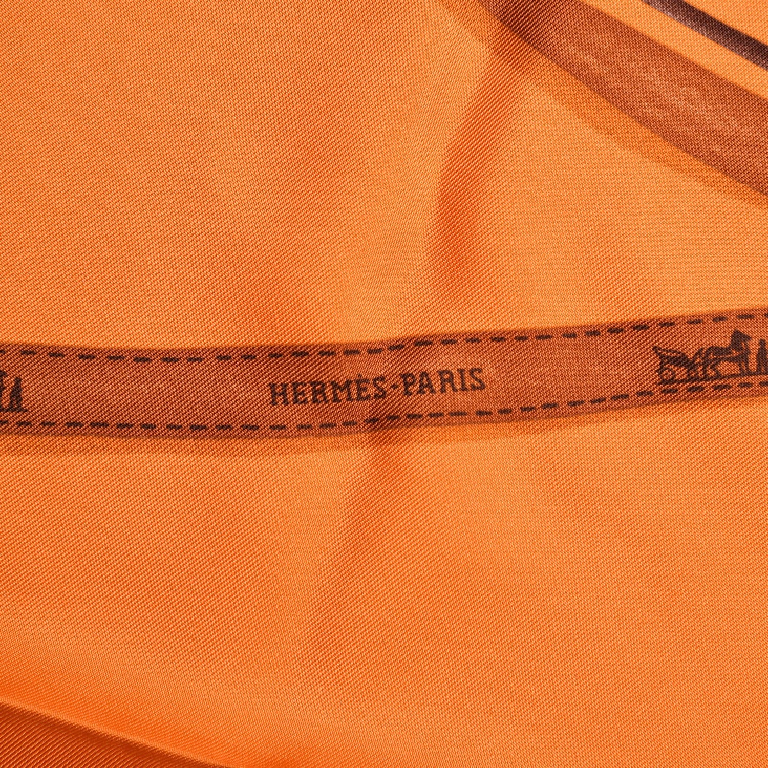 Hermes Silk Attrape Tes Reves Scarf 90 Orange Vif Cognac Taupe 3 of 6