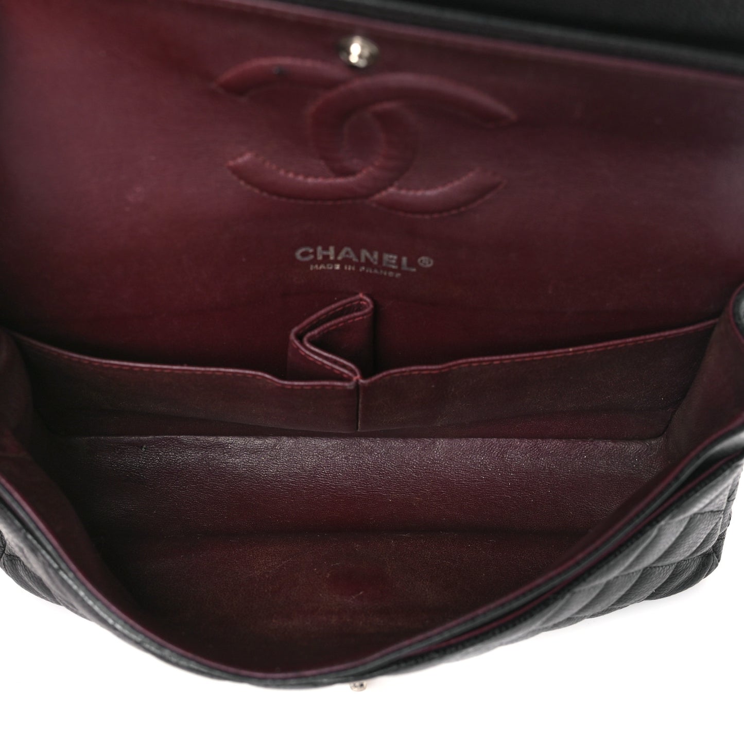 Caviar Quilted Medium Double Flap Black