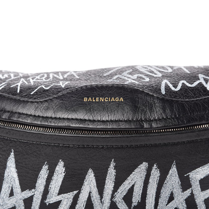 Balenciaga Agneau Arena Graffiti All Over XS Souvenir Belt Bag Black White 9 of 9