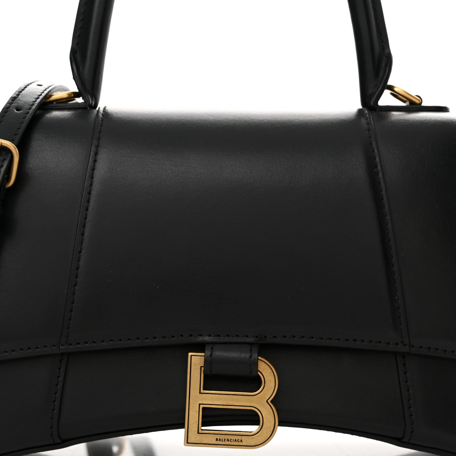 Balenciaga Shiny Box Calfskin Small Hourglass Top Handle Bag Black 9 of 11