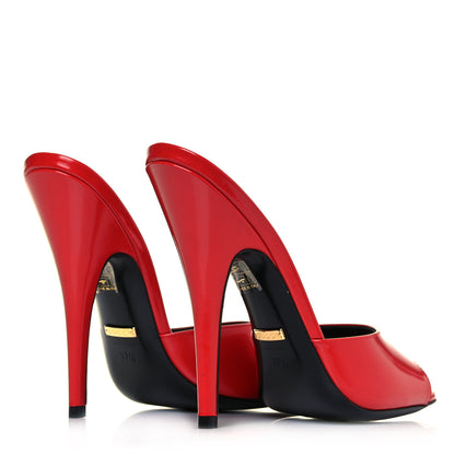 Gucci Polished Calfskin Scarlet High Heel Slide Sandals 37.5 Heron Red 4 of 8