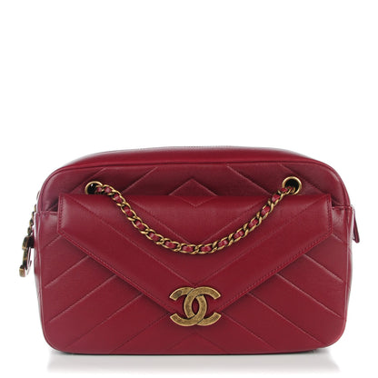 Chanel Lambskin Chevron Large Camera Case Burgundy 1 of 7