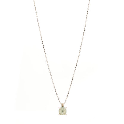 David Yurman Sterling Silver Diamond Prasiolite 11mm Chatelaine Pendant Necklace 1 of 4