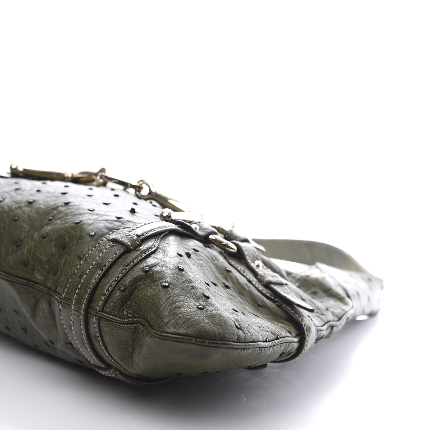Gucci Ostrich Large Horsebit 85th Anniversary Hobo Green 9 of 12