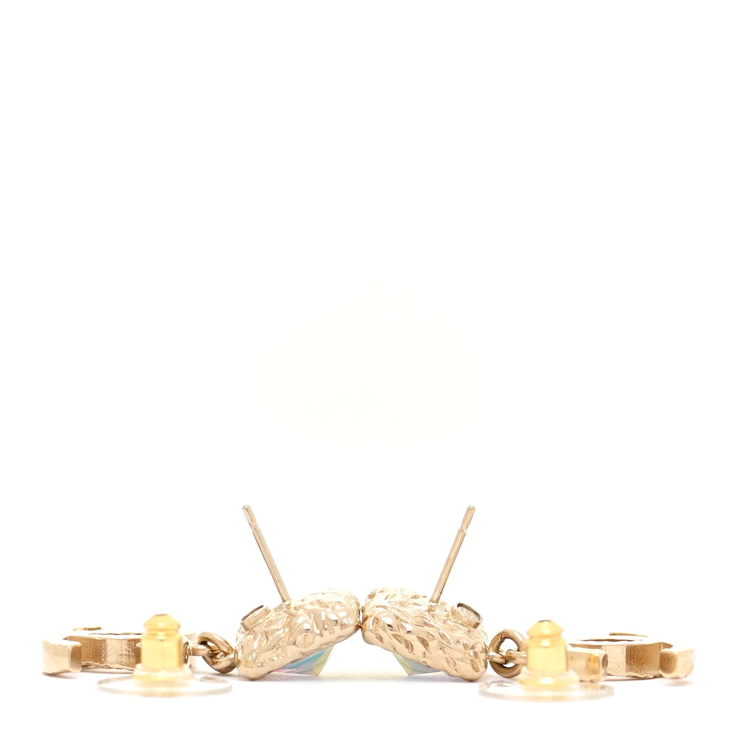 Chanel Iridescent Baguette Crystal CC Drop Earrings Gold 3 of 5