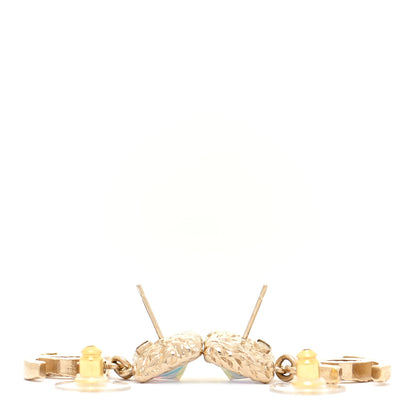 Chanel Iridescent Baguette Crystal CC Drop Earrings Gold 3 of 5