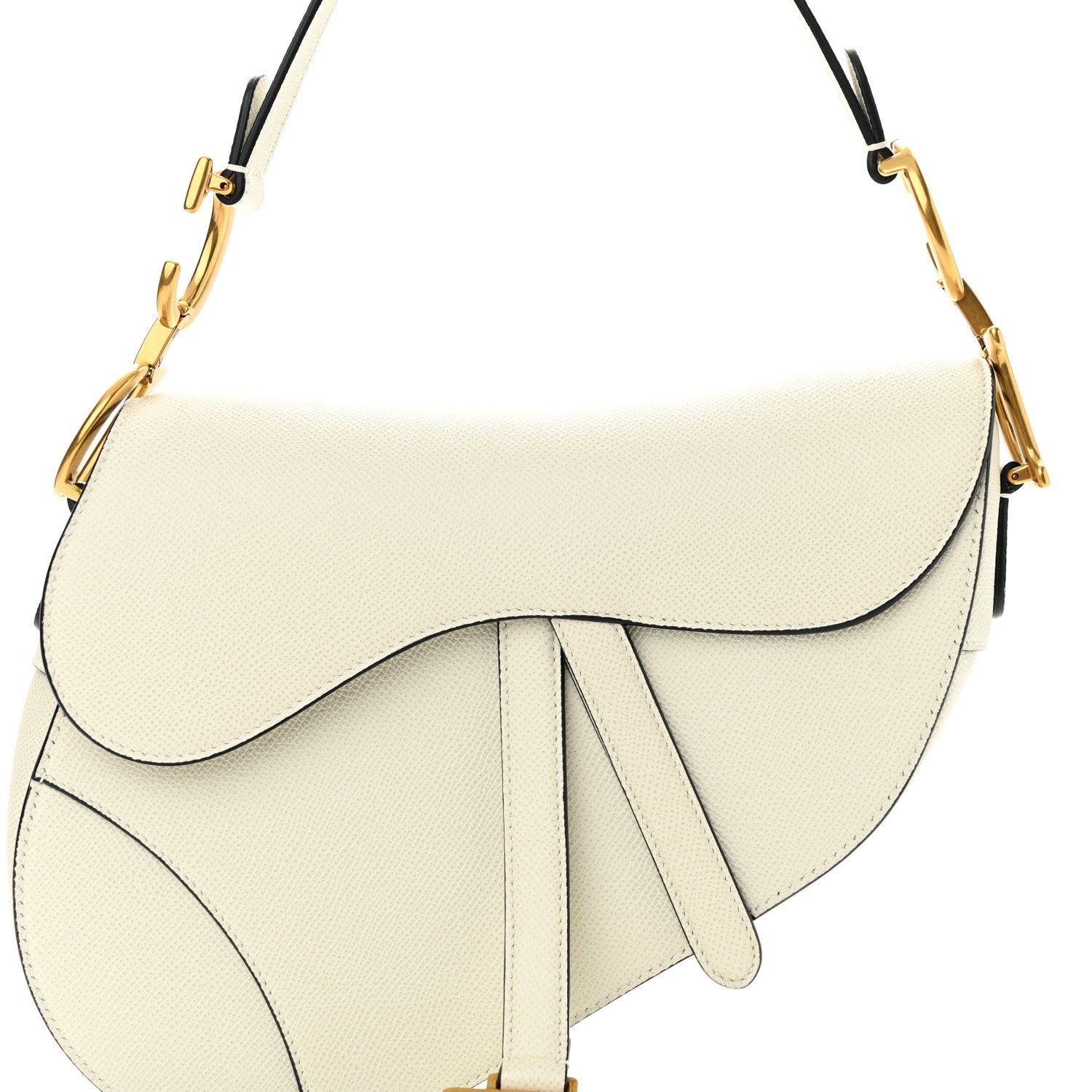 Christian Dior CHRISTIAN DIOR Grained Calfskin Saddle Bag White 8 of 11