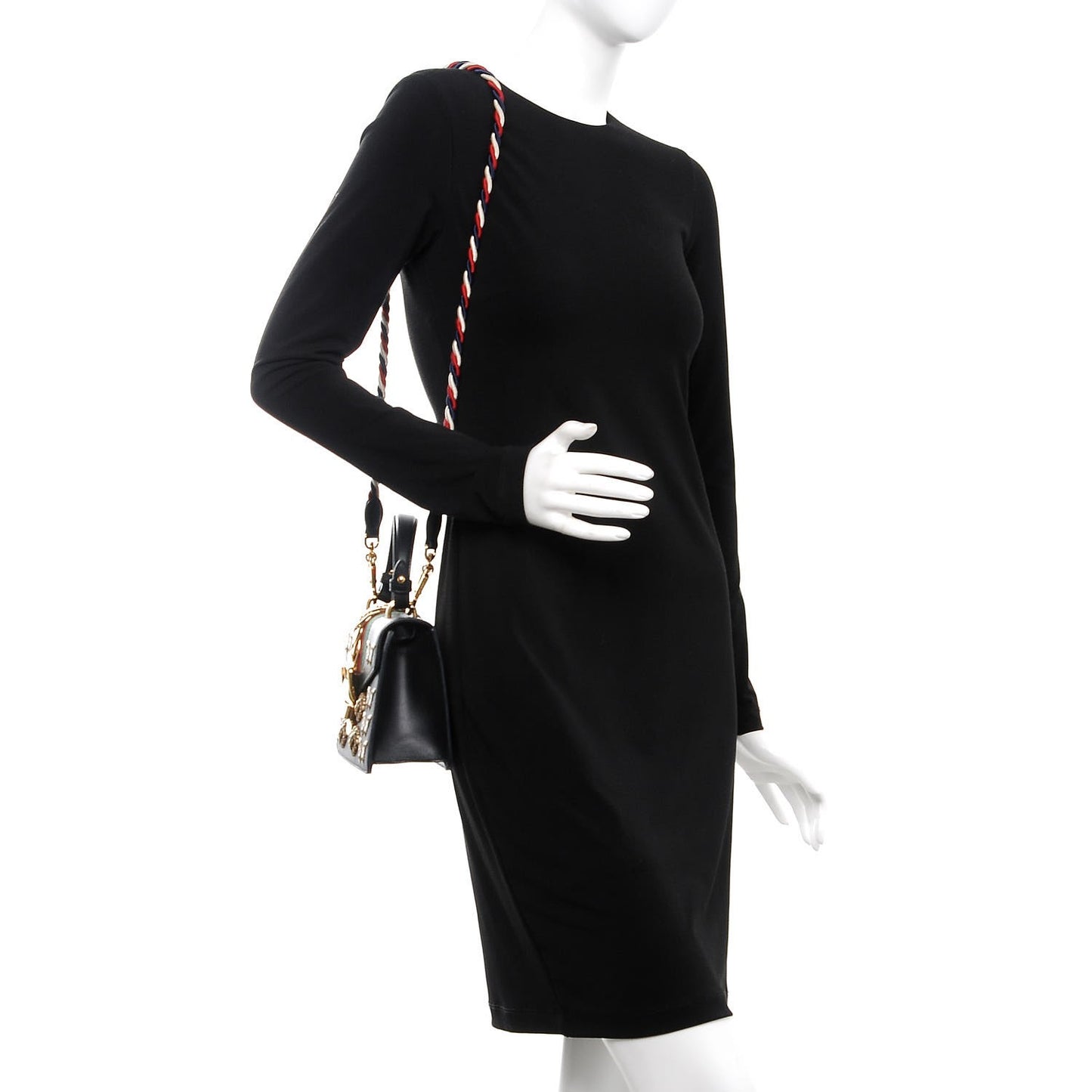 Calfskin Animal Studs Mini Sylvie Top Handle Bag Black
